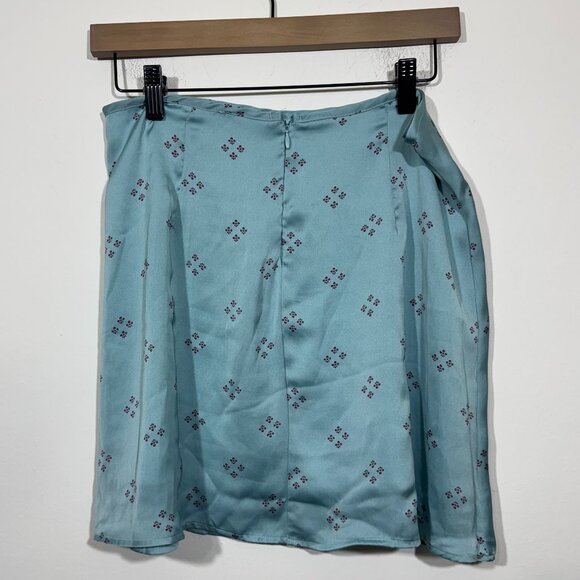 Vintage Y2K Honey Punch Womens Satin Mini Skirt sz Large Icy Blue Floral Fairy - Picture 4 of 8